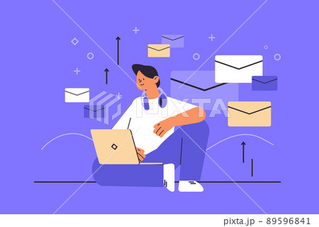 businessman reading or writing letters on laptop man communicating on computer email messaging mail concept 89596841
