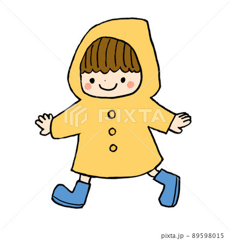 カッパを着た男の子のイラスト 89598015