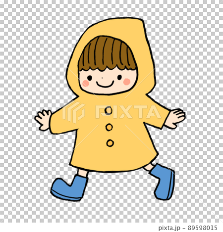 カッパを着た男の子のイラスト 89598015