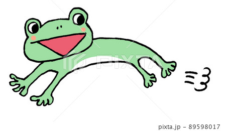 カエルのジャンプ手描きイラストのイラスト素材 [89598017] - PIXTA