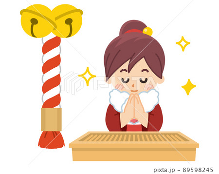 お祈りをする和装の女性　神社　初詣 89598245