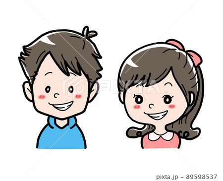 男の子と女の子の上半身のイラストのイラスト素材