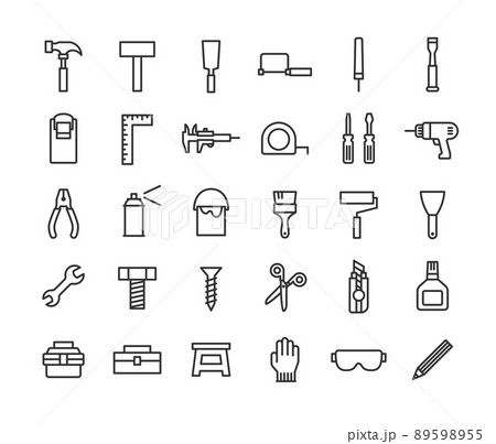 DIYの線画アイコンセット DIYの線画アイコンセット 89598955