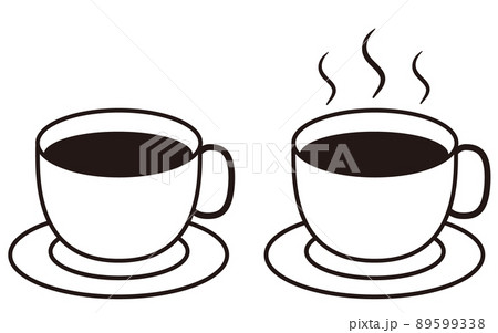 マグカップに入ったコーヒー　モノクロ 89599338