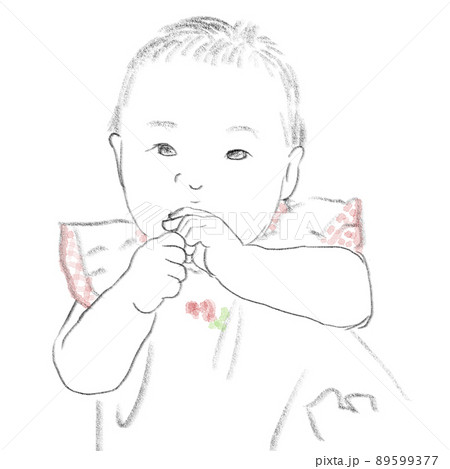 手を口に入れて遊ぶ赤ちゃんのイラスト 手を口に入れて遊ぶ赤ちゃんのイラスト 89599377