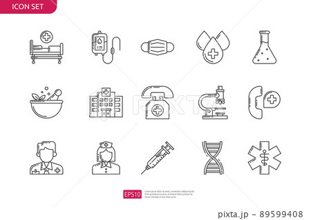 Medical and Health icon set. thin line stroke style Medical and Health icon set. thin line stroke style 89599408