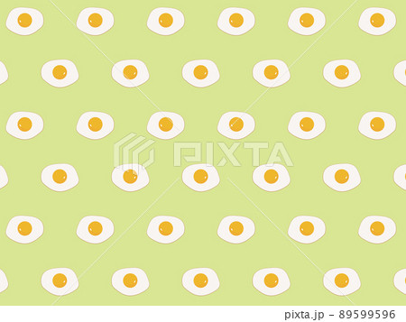 シンプルなかわいい目玉焼きのパターンのイラスト素材 卵料理 黄緑のイラスト素材