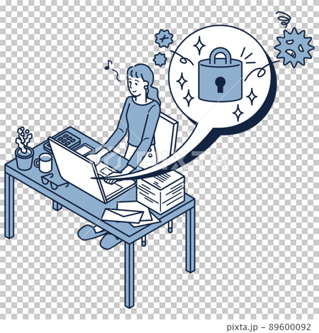 A freelance woman who takes security measures for personal computers 89600092
