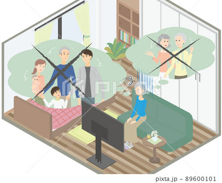 部屋で一人で孤独に悩むシニア女性 部屋で一人で孤独に悩むシニア女性 89600101