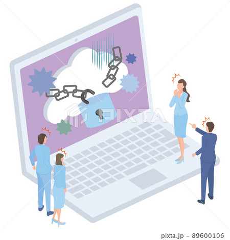 会社のセキュリティが破られて驚く会社員 会社のセキュリティが破られて驚く会社員 89600106