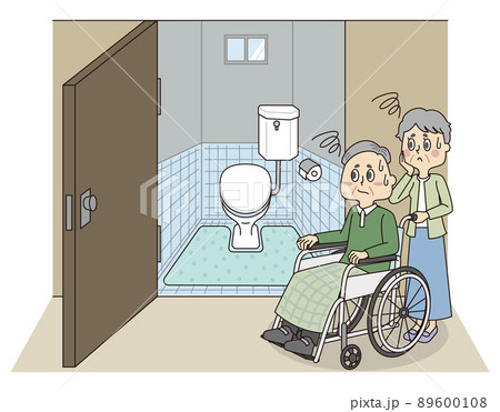車椅子対応のトイレではなく困るシニア夫婦 89600108