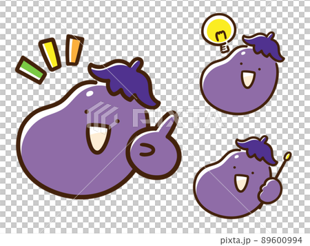 各種姿勢的可愛茄子字符的手寫風格插圖集 89600994