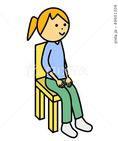 椅子に座る女性のイラストのイラスト素材