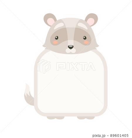 Frame decorated with raccoon head. Photo album, note book page, notes, memories and stickers with lovely baby animal cartoon vector illustration Frame decorated with raccoon head. Photo album, note book page, notes, memories and stickers with lovely baby animal cartoon vector illustration 89601405