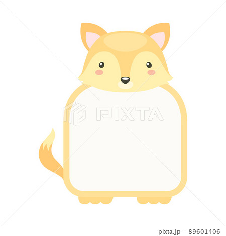 Frame decorated with fox cub head. Photo album, note book page, notes, memories and stickers with lovely baby animal cartoon vector illustration Frame decorated with fox cub head. Photo album, note book page, notes, memories and stickers with lovely baby animal cartoon vector illustration 89601406