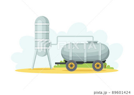 Silo storehouse for grain storage, agricultural building vector illustration 89601424
