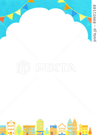 夏の街並みとガーランドのベクターイラスト背景(バナー,ポスター,街並み,青空,空) 夏の街並みとガーランドのベクターイラスト背景(バナー,ポスター,街並み,青空,空) 89601588
