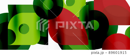 Colorful round shapes, circles and triangles background. Minimal geometric template for wallpaper, banner, presentation 89601915