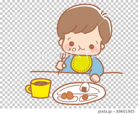 A boy who is eating - Stock Illustration [89601985] - PIXTA