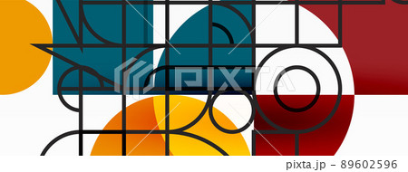 Beautiful abstract background. Circles, triangle shapes, and squares. Minimal geometric template for wallpaper, banner, background or landing 89602596