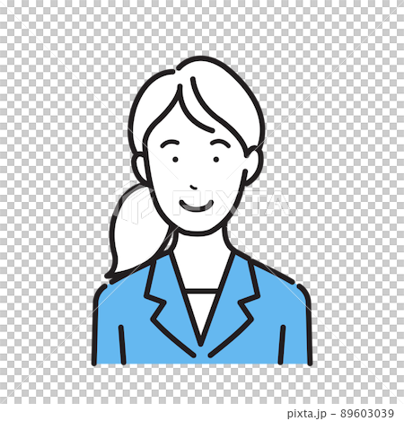 Illustration of a woman's upper body in a suit light blue Illustration of a woman's upper body in a suit light blue 89603039
