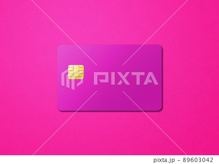 Pink credit card on a color background Pink credit card on a color background 89603042
