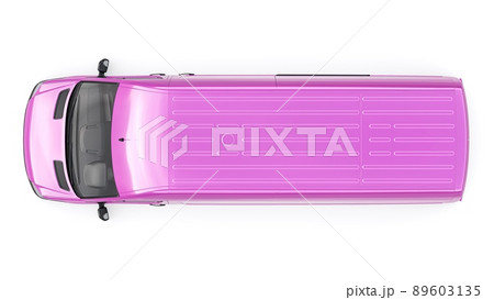 Pink mid-size commercial van on a white background. A blank body for applying your design, inscriptions and logos. 3d illustration. 89603135
