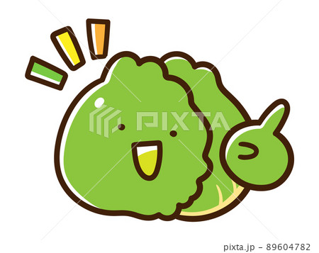 人差し指を立ててポイントを説明するキャベツのかわいい手書き風イラストのイラスト素材 6047