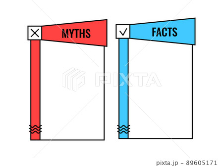 Myth and fact check list megaphone shape vector set. 89605171
