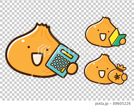 Calculator, beginner mark, handwritten style illustration set of cute onions with money 89605226