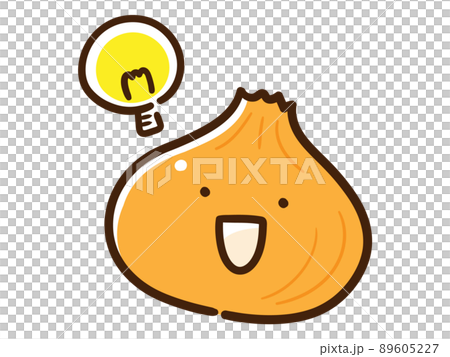 電球マークでひらめく玉ねぎのかわいいキャラクター手書き風イラスト 電球マークでひらめく玉ねぎのかわいいキャラクター手書き風イラスト 89605227