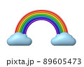 Rainbow with clouds in 3d effect. Volume Rainbow. Vector illustration 89605473
