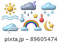 Set of icons for weather forecast. Weather phenomena in icons with 3D effect 89605474
