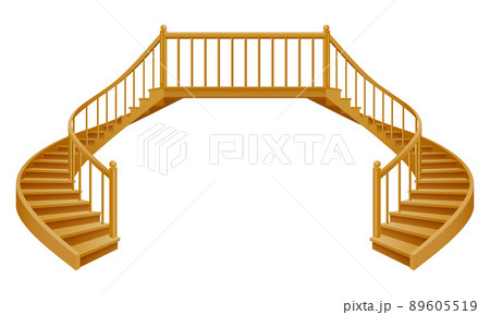 stairs for the house inside to the second floor made of wooden vector illustration 89605519