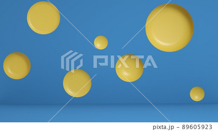 3d rendering podium minimal blue and yellow background scene, minimal abstract background 89605923