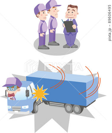 交通安全＜トラックドライバー・トレーラーのジャックナイフ現象・運転前の点検点呼＞ 89606495