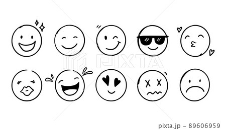 Doodle Emoji face icon set 89606959