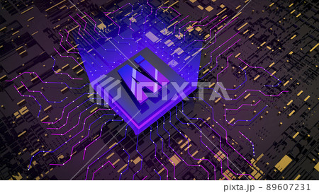 Ai 3d image concept. Computer microprocessor with artificial intelligence on digital background. Computer microprocessor with artificial intelligence on digital background. Digital neurotechnologies 89607231