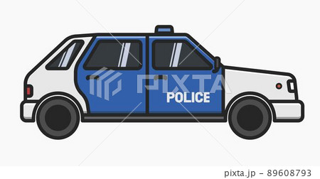 police car side view cartoon design isolated vector flat illustration 89608793