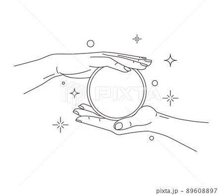 Female hands holding round mirror.Vector illustration,fortune-telling concept  89608897