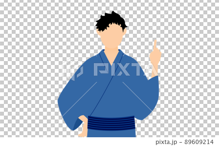 Men's yukata, pointing and giving advice 89609214