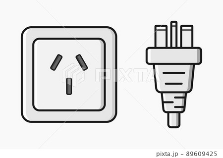 power outlet plug chinese type i vector flat illustration 89609425