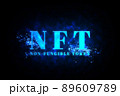 NFT. Metaverse. Neon blue text on black. 89609789