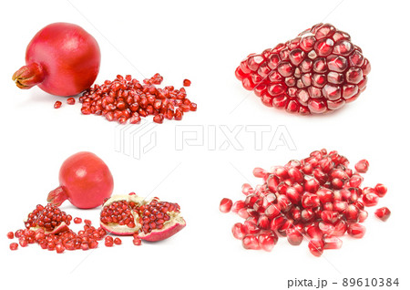 Collection of pomegranates isolated on a white cutout 89610384