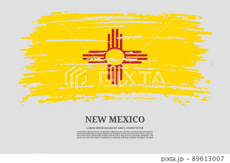 New Mexico flag with brush stroke effect and information text poster, vector New Mexico flag with brush stroke effect and information text poster, vector 89613007