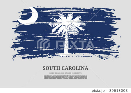 South Carolina flag with brush stroke effect and information text poster, vector South Carolina flag with brush stroke effect and information text poster, vector 89613008