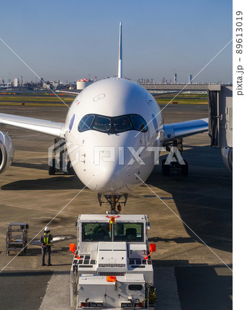 ターミナルビルからボーディングブリッジに駐機する旅客機(東京都大田区) ターミナルビルからボーディングブリッジに駐機する旅客機(東京都大田区) 89613019