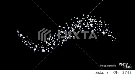 Shiny wavy strip sprinkled with crumbs silver texture. Glitter, silverish backdrop. Confetti. Vector 89613743