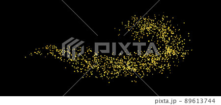 Golden curl, swirl texture crumbs. Gold dust, sand backdrop. Vector. 89613744
