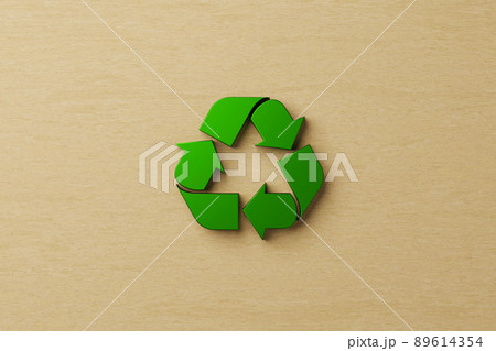 Reuse, reduce, recycle concept. Top view of recycle symbol on wooden background. 3D illustration Reuse, reduce, recycle concept. Top view of recycle symbol on wooden background. 3D illustration 89614354
